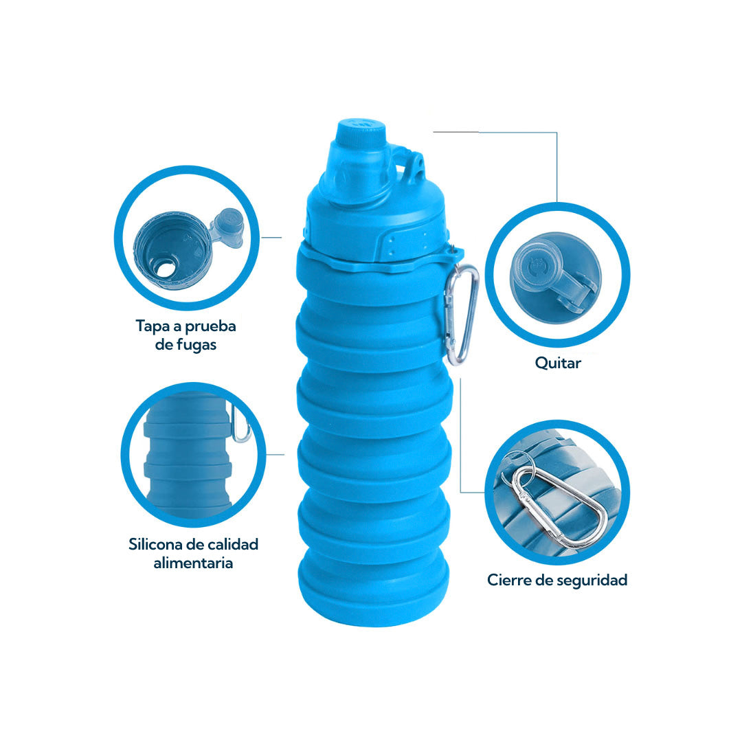 Botella Plegable Azul 500 Ml Pro Outdoor